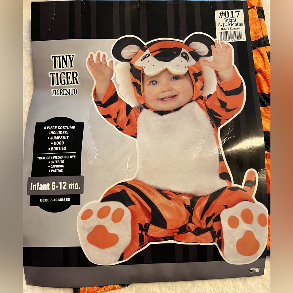 Adorable Tiny Tiger Infant Halloween Costume, Size 6-12 months